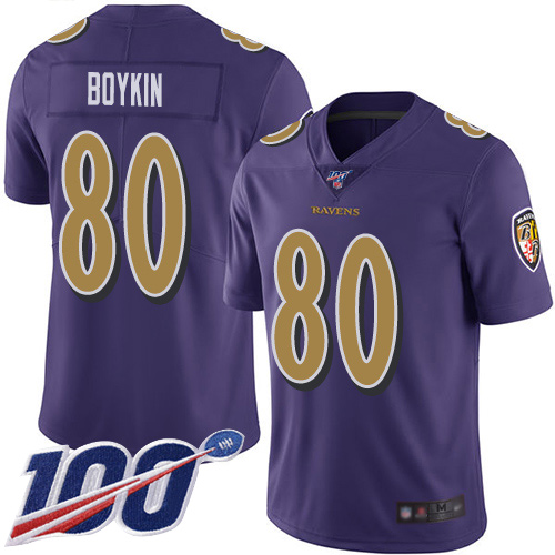 Baltimore Ravens Limited Purple Men Miles Boykin Jersey NFL Football #80 100th Season Rush Vapor Untouchable